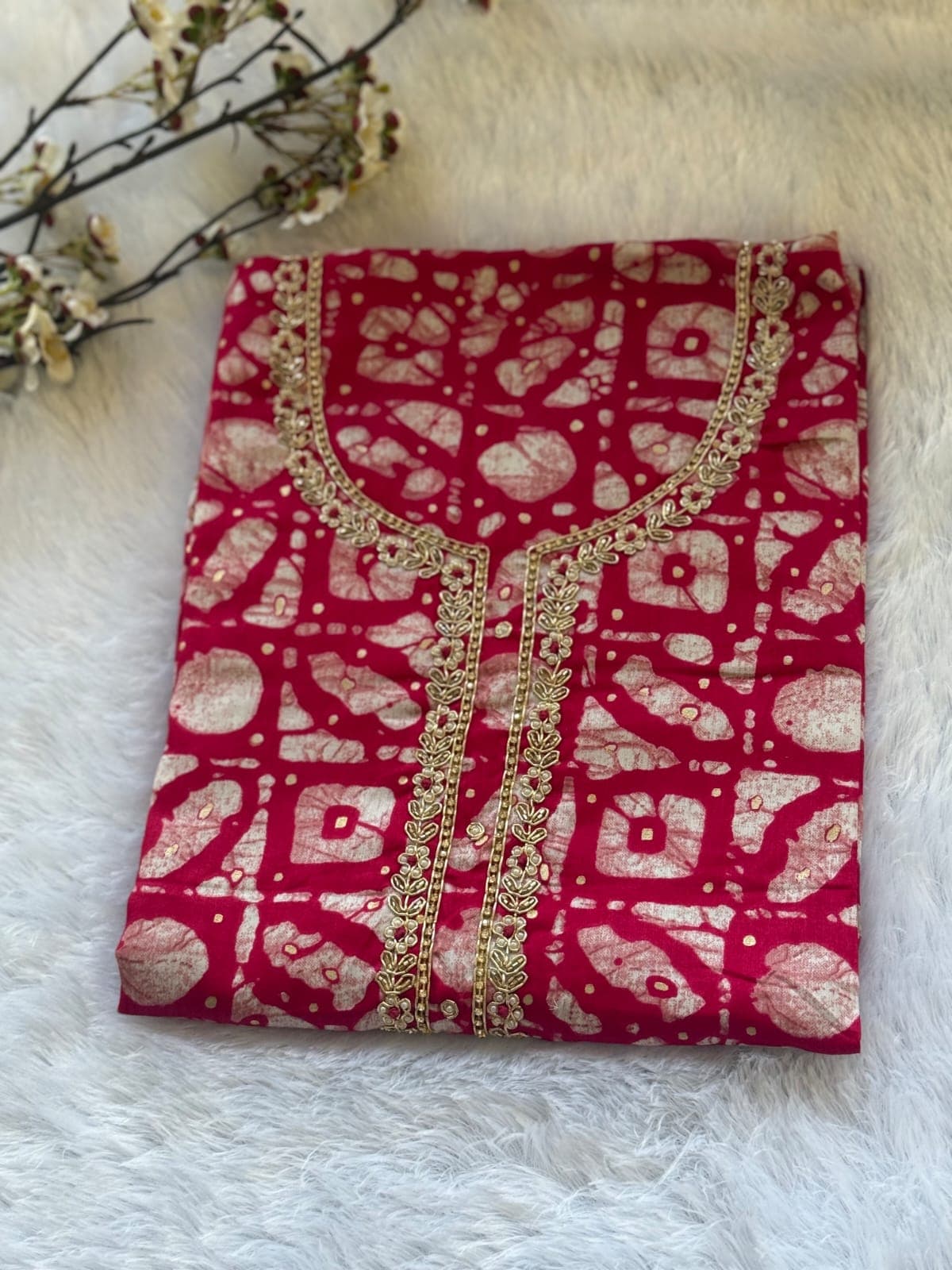 Designer Unstitched Material Pink