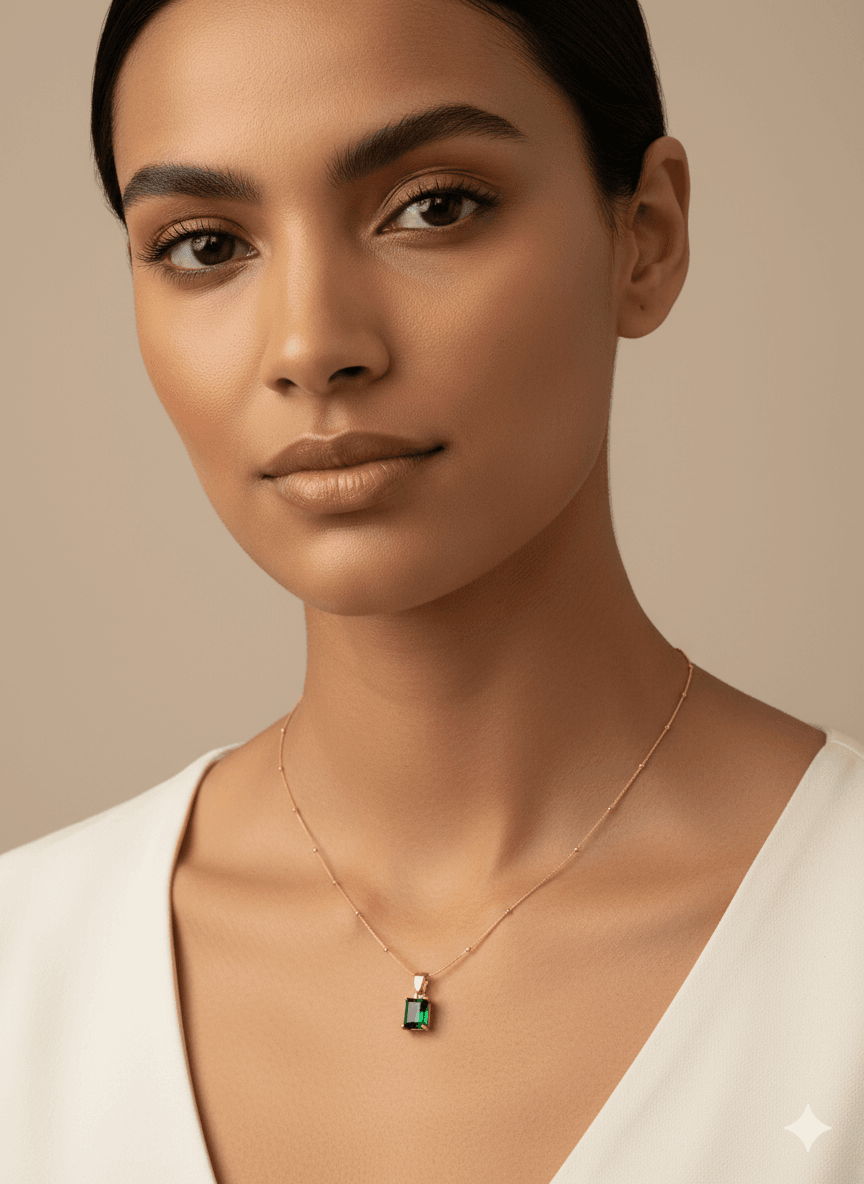 Emerald Stone embellished Anti-Tarnish Necklace