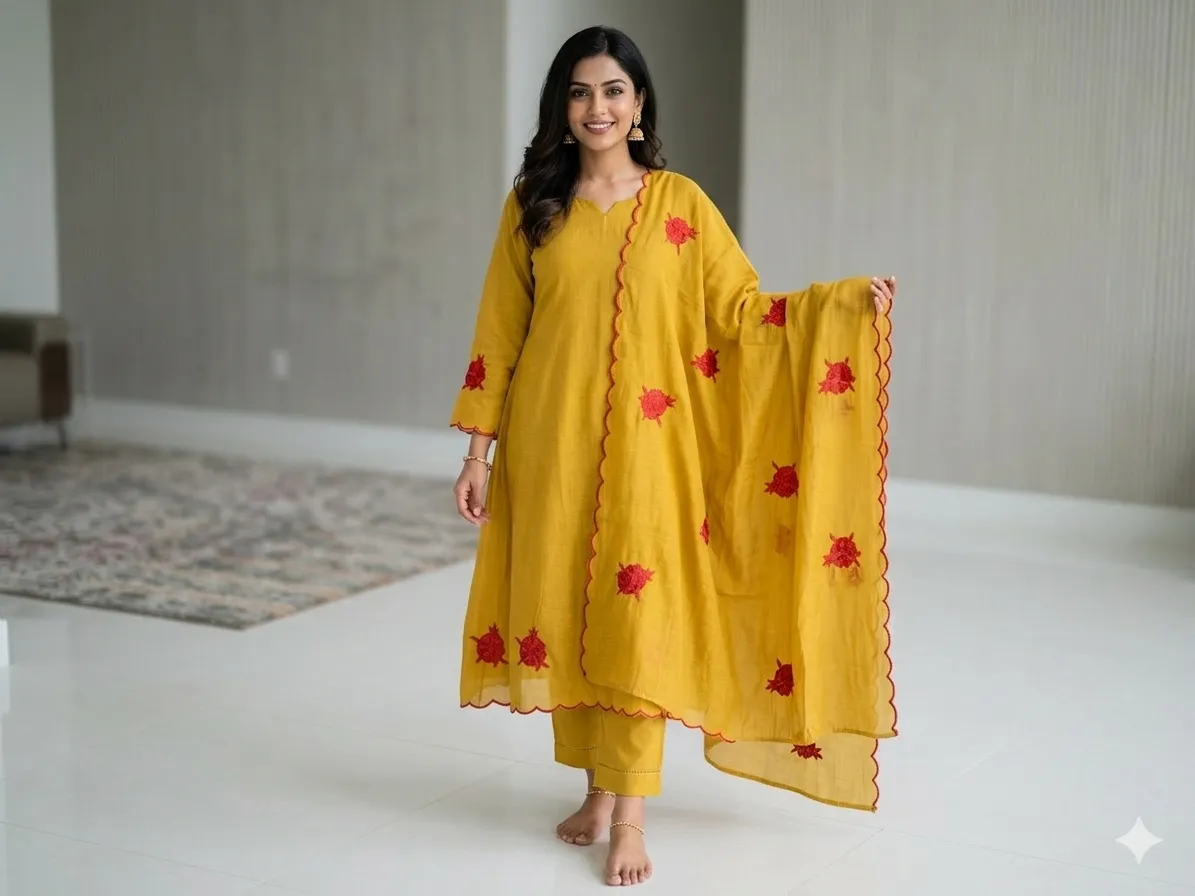 Embroidered A- Line Suit