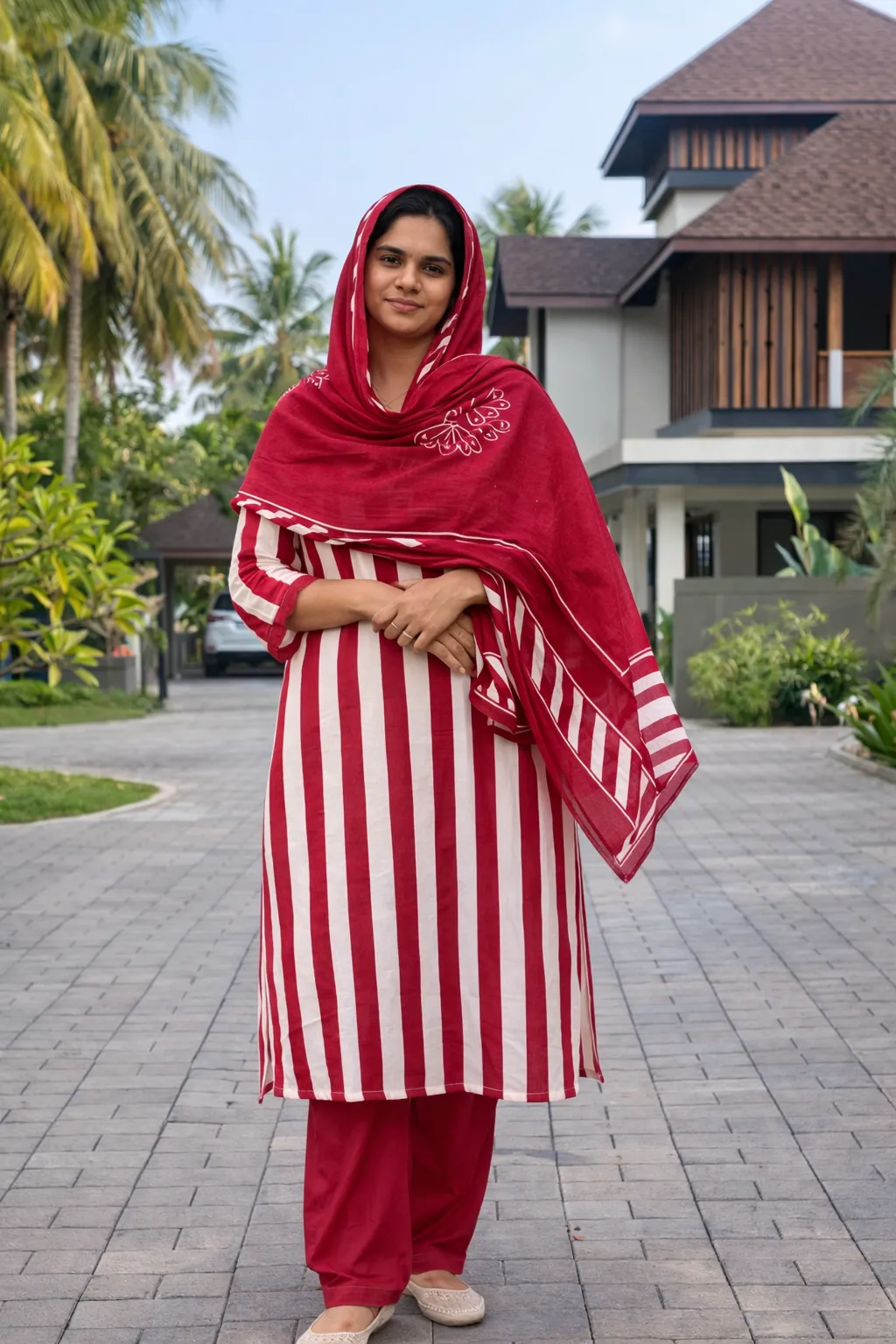 Cotton 3 piece A- Line Suit