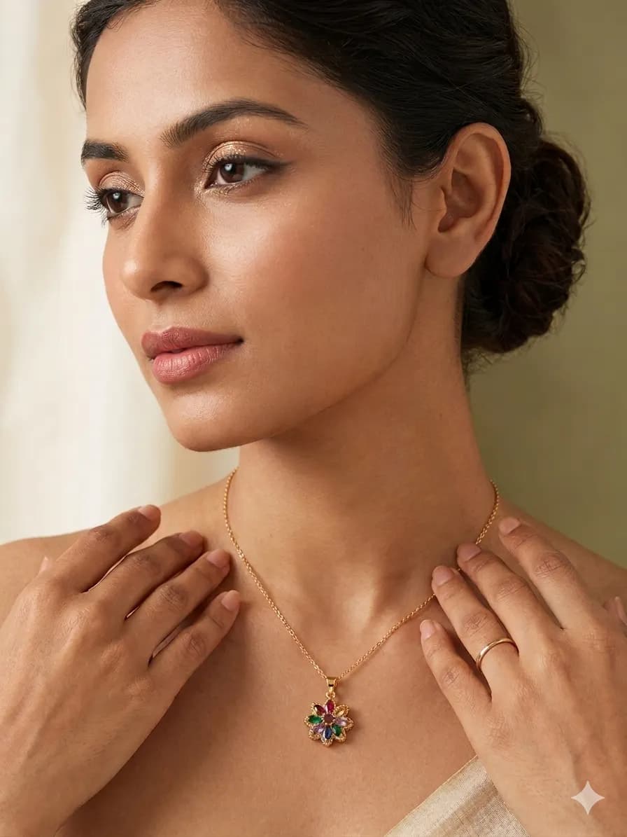 Multicolour stone antitarnish Necklace