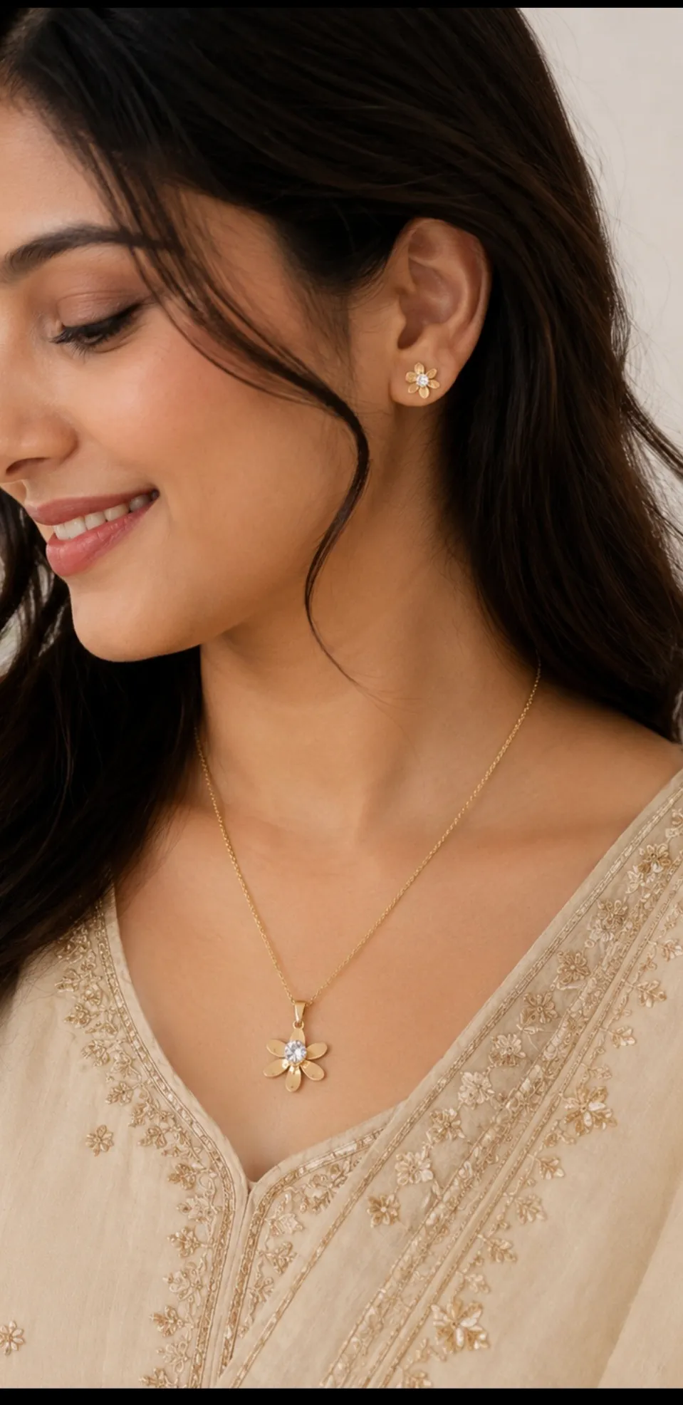 Flower Necklace and Earrings Combo